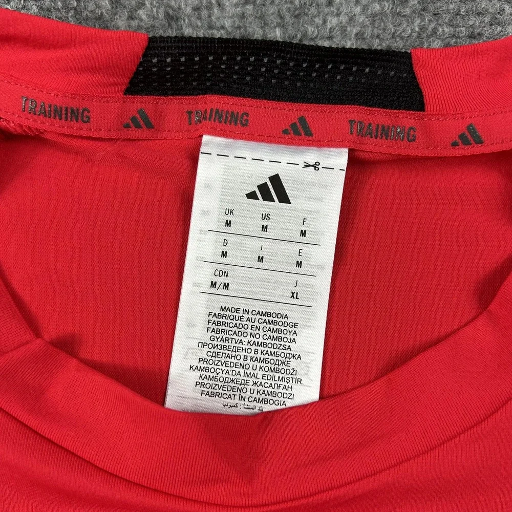 Adidas Shirt Mens Medium Red D4T INT Tee Training Lightweight‎ Athletic Top